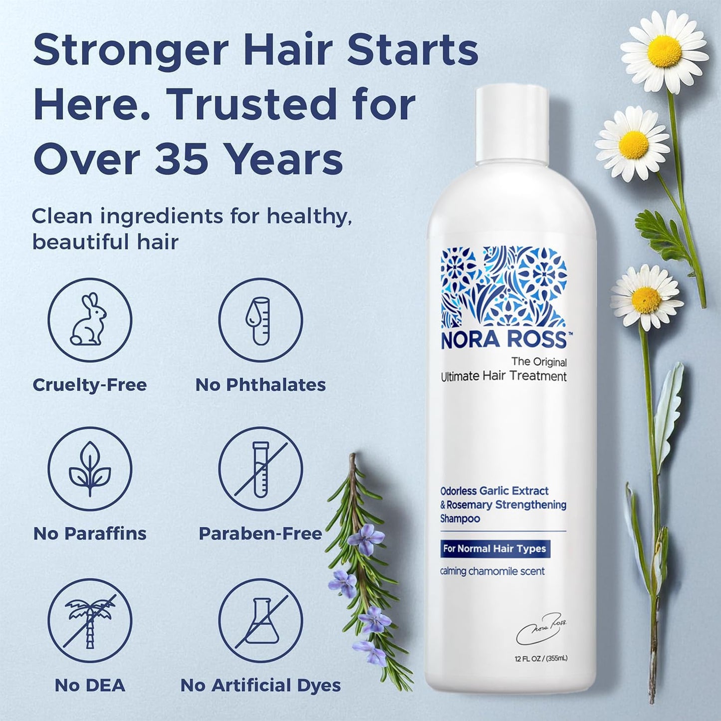 Nora Ross Garlic Extract & Rosemary Strengthening Shampoo and Conditioner Set - Natural Shampoo and Hair Conditioner for Normal to Dry, Brittle Hair Beauty & Personal Care Nora Ross, Inc.
