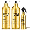 Hair Chemist 24K Gold Gloss 3-Piece Hair Care Set - Gloss Shampoo 33.8oz, Conditioner 33.8oz & Heat Protection Hair Mist 8oz - Shine Enhancing Beauty & Personal Care Hair Chemist