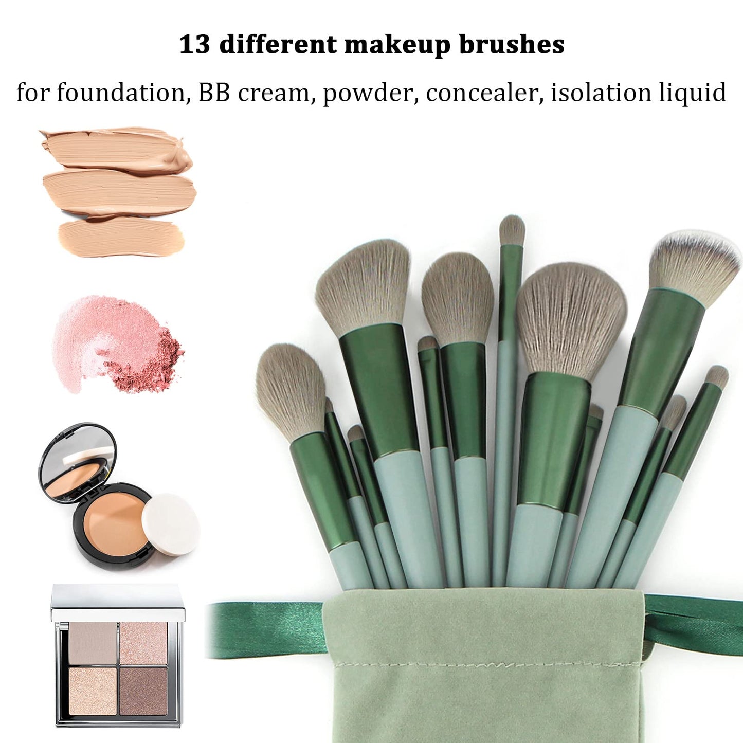 Koccido Makeup Brushes 22 Pcs Makeup Kit,Foundation Brush Eyeshadow Brush Make up Brushes Set (Green, 22 Piece Set Large) Beauty & Personal Care Koccido