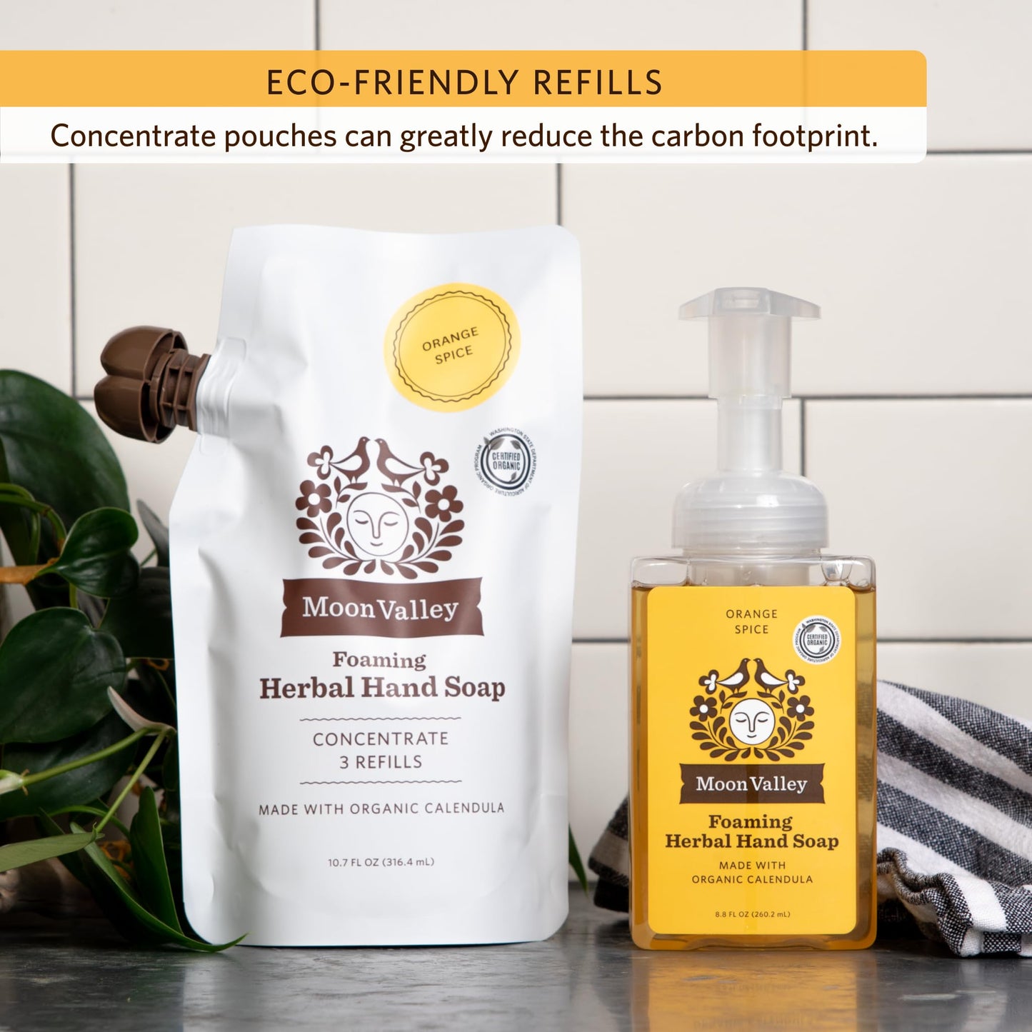 Moon Valley Foaming Hand Soap Refill Pouch, Two-Pack Orange Spice Soap, Vegan and Non-GMO, Environmentally Friendly Option Beauty & Personal Care Moon Valley Organics