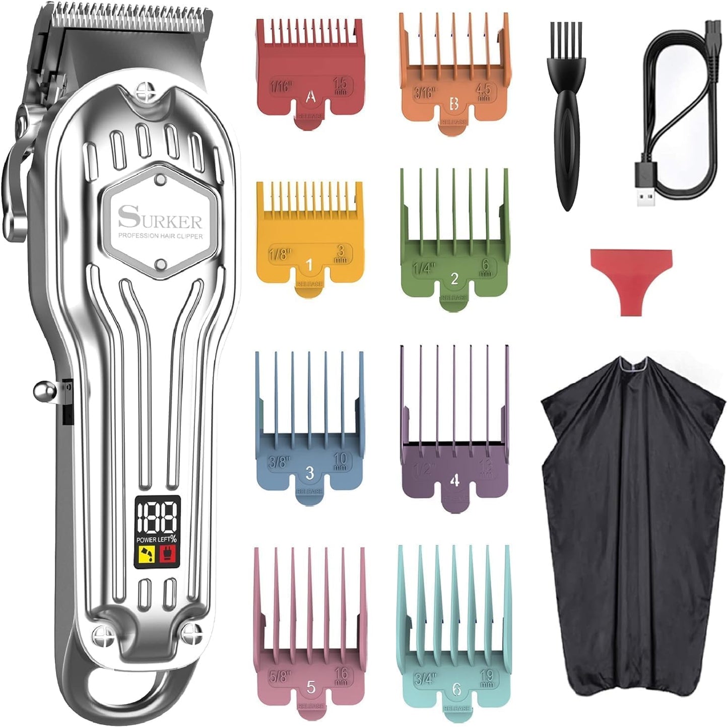SURKER Mens Hair Clippers Cord Cordless Hair Trimmer Professional Haircut Kit for Men Rechargeable LED Display Beauty and Personal Care SURKER