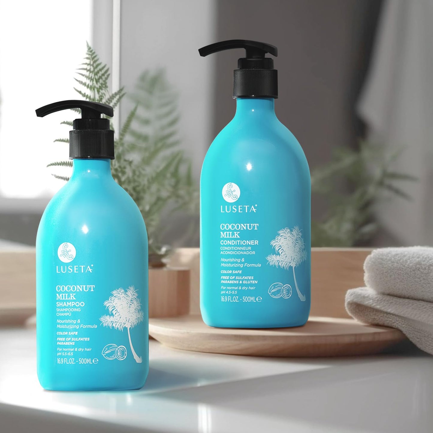 Luseta Coconut Oil Shampoo and Conditioner Set - with Argan, Avocado & Almond Oil - Moisturizing, Frizz Control & Split End Repair Sulfate Free, Color Beauty & Personal Care L LUSETA