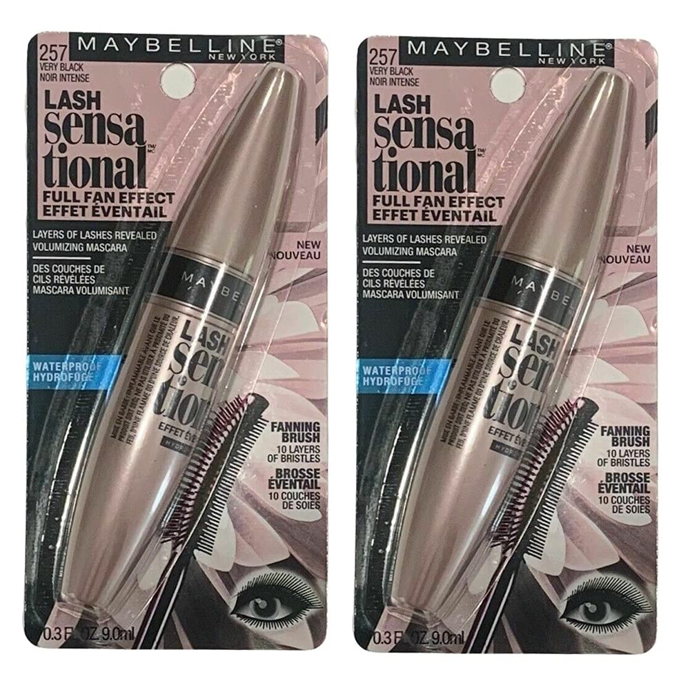 Pack of 2 Maybelline Lash Sensational Full Fan Effect Waterproof Mascara, Very Black 2572 Beauty & Personal Care Maybelline New York