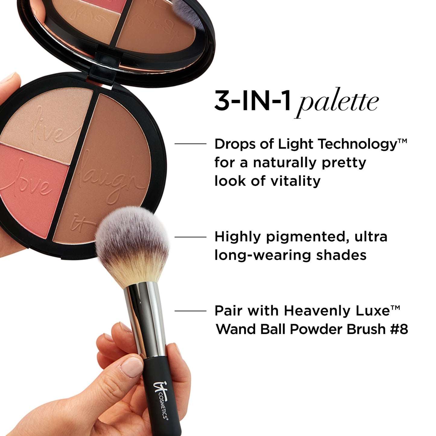 IT Cosmetics Your Most Beautiful You 3-in-1 Palette – Matte Bronzer, Radiance Luminizer & Brightening Blush with Peptides & Light Tech Beauty & Personal Care IT Cosmetics