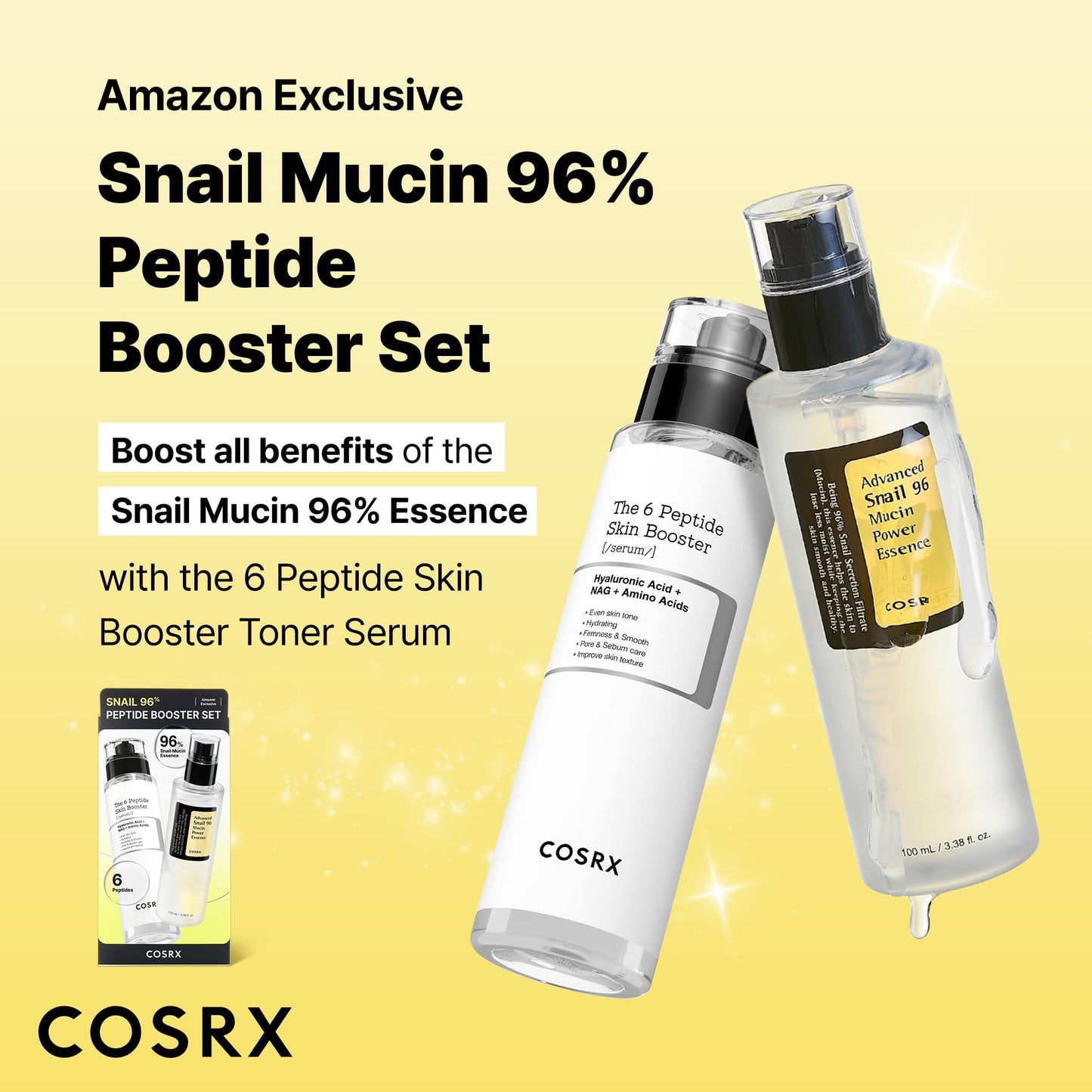 COSRX Snail Mucin 96% Peptide Booster Set - Amazon Exclusive - Korean Skin Care, Gift Sets, Skin Care Sets for Women, Advanced Snail Mucin Serum, Face Beauty and Personal Care COSRX