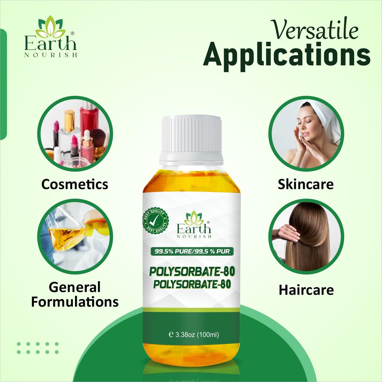 Earth Nourish Polysorbate 80 3.38 Fl Oz / 100ml - Cosmetic Grade Emulsifier for Bath Bombs, Lotions, Creams & DIY Skincare Formulations Beauty and Personal Care Earth Nourish