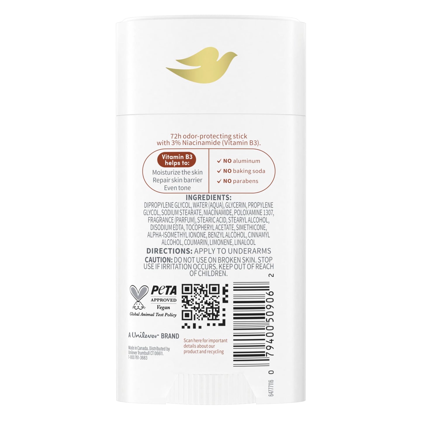 Dove VitaminCare+ Aluminum Free Deodorant Stick for 72H Odor Protection Coconut & Shea Breathable Deodorant for Women 2.6 oz Beauty and Personal Care Dove