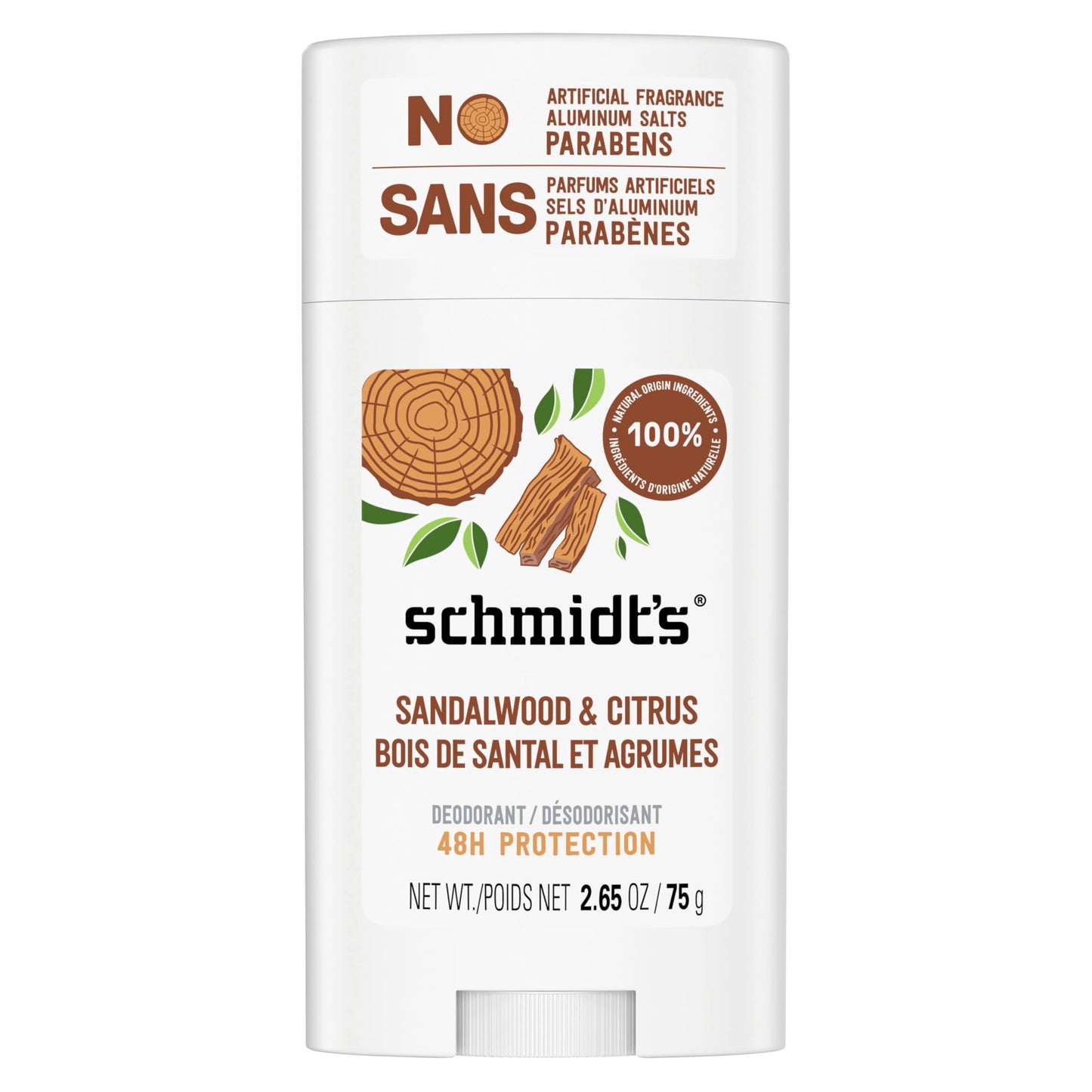 Schmidt's Aluminum-Free Vegan Deodorant Sandalwood & Citrus for Women and Men, with 24 Hour Odor Protection, Natural Ingredients, Cruelty-Free, 2.65 Beauty and Personal Care Schmidt's