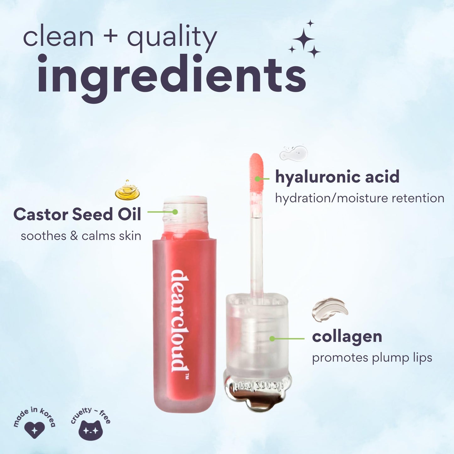 dearcloud Jelly Wave Lush Lip Oil - Tinted Lip Gloss and Lip Gloss for Women - Korean skincare essential - Lip Oil for Women with Collagen - Candied Beauty & Personal Care dearcloud