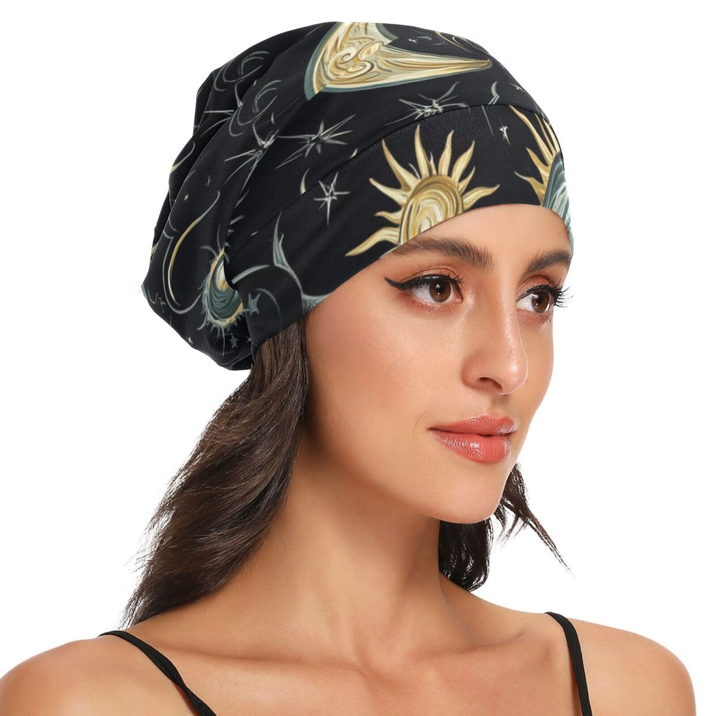 Bonnet Sleep Cap Hair Wrap Cover for Sleeping Satin Lined Head Wrap Nurse Cap Night Curly Long Hair Sleep Protection Slouchy Beanie for Men Women Star Beauty and Personal Care Eyanle