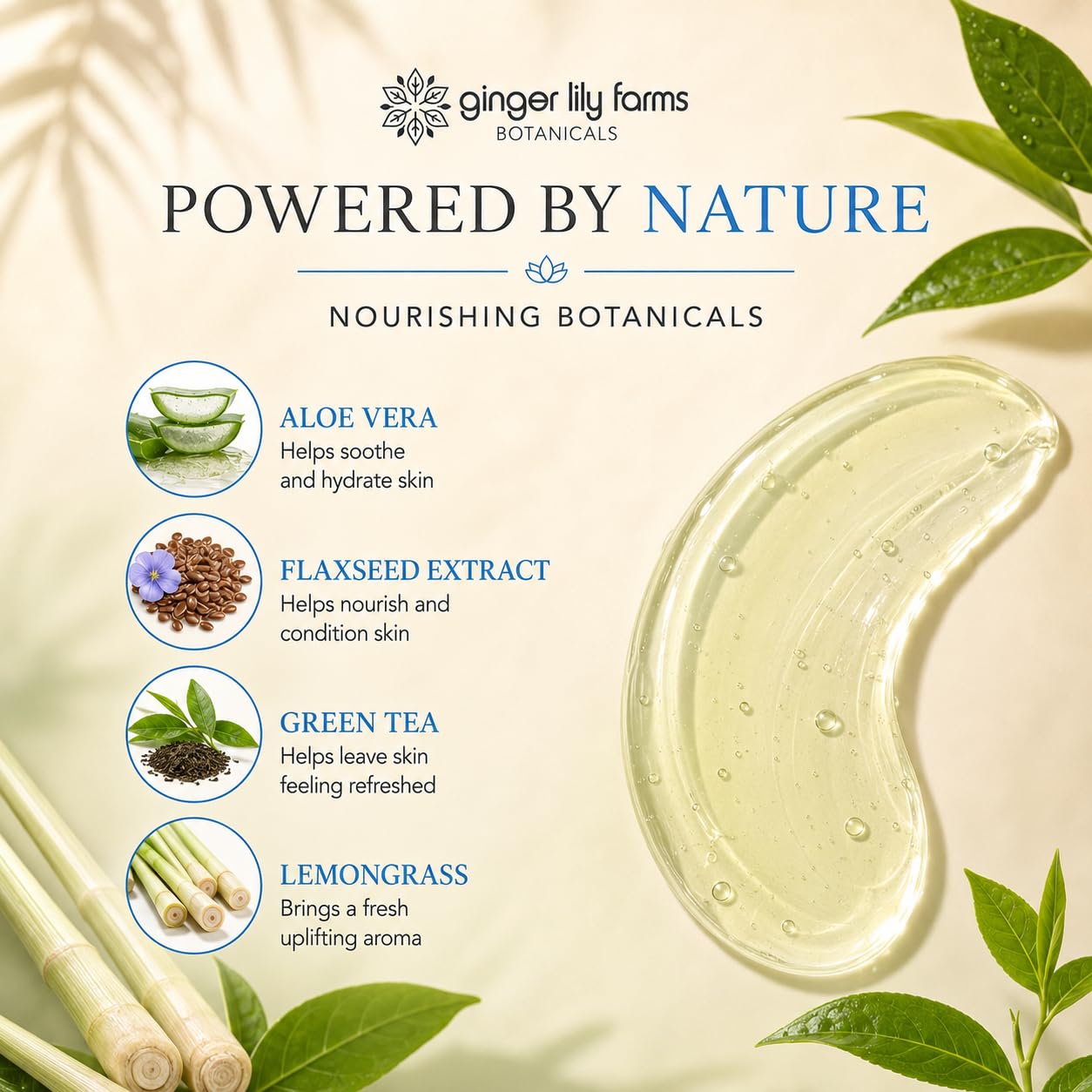 Ginger Lily Farms Botanicals Nourishing Body Wash, Island Tranquility, 100% Vegan & Cruelty-Free, Green Tea & Lemongrass Scent, 16.9 Fl Oz Beauty & Personal Care Ginger Lily Farms