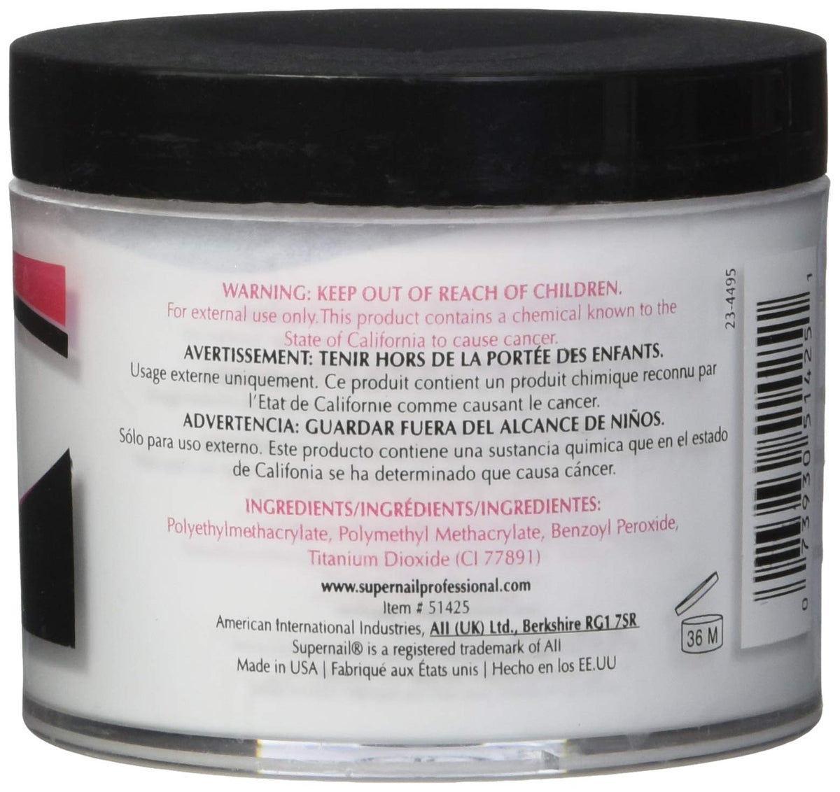 Supernail Nail Powder, White, 4 Ounce