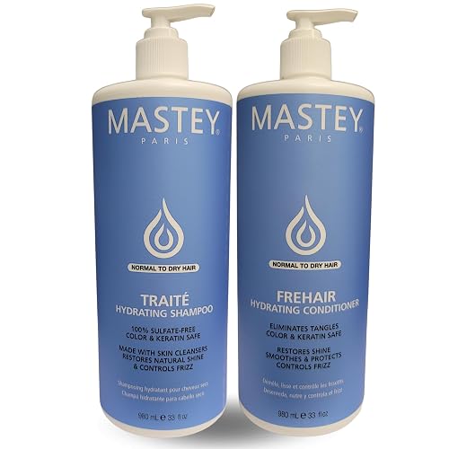 Mastey Paris Classic Professional Hair Care - Traite Shampoo 32 oz + Frehair Conditioner 32 oz Duo Set, Sulfate Free, Lipid & Amino Acid Fortified Beauty & Personal Care Mastey