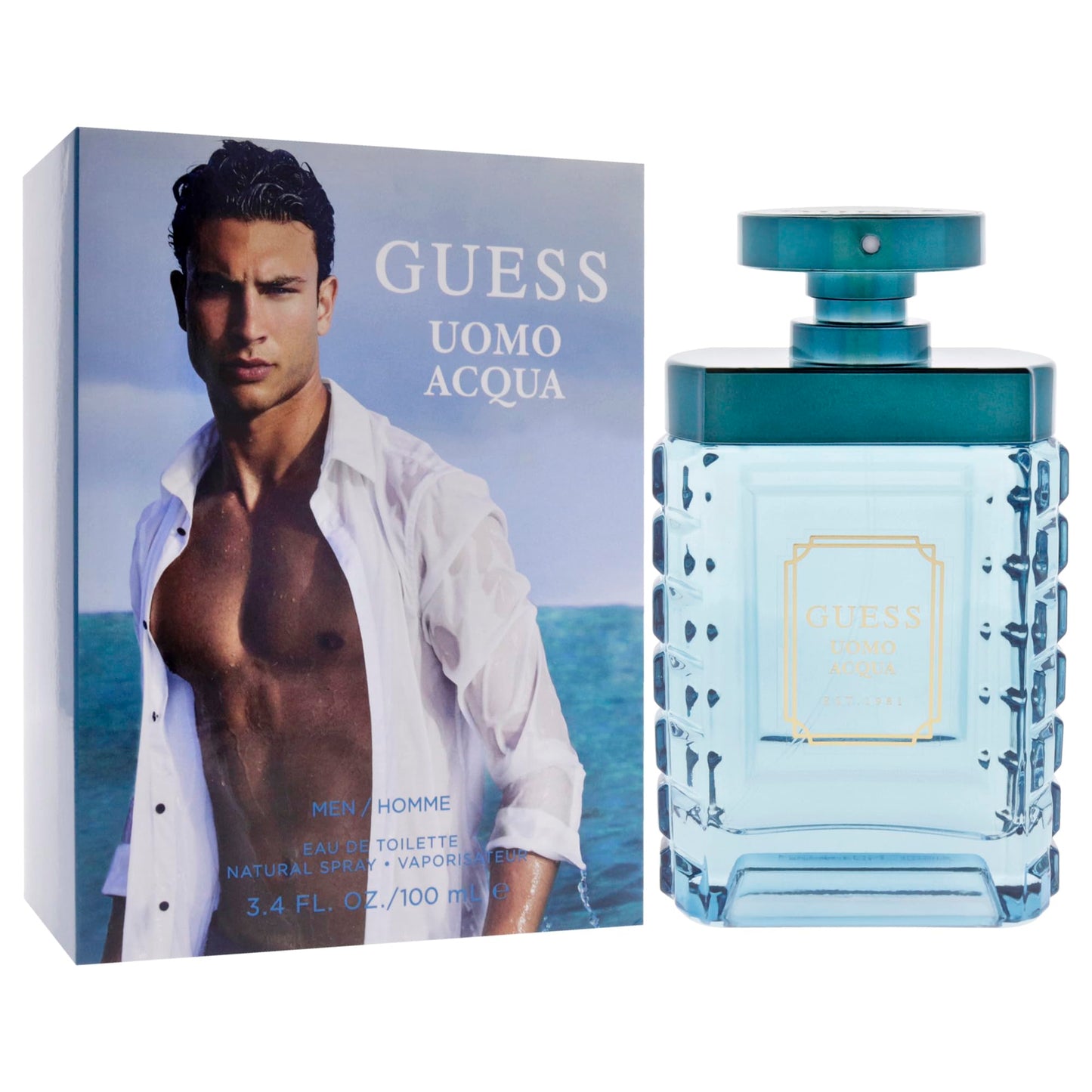 Guess Uomo Acqua Eau de Toilette Cologne Spray For Men, 3.4 Fl. Oz. Beauty & Personal Care GUESS