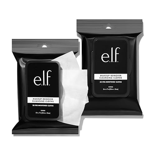 e.l.f., Fragrance-Free Cleansing Cloths, Lightweight, Hydrating, Soothing, Removes Makeup and Dirt, Purifies, Clarifies, Pack of 20, Compact Beauty & Personal Care e.l.f.