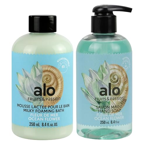 ALO Fruits & Passion Ocean Flower Travel Set - Hand Soap & Milky Foaming Bath Duo, 8.4 fl oz Each Beauty & Personal Care ALO FRUITS & PASSION