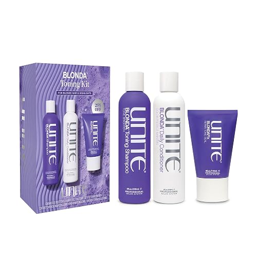UNITE Hair - BLONDA Purple Shampoo, Conditioner & Toning Treatment Set for Blonde, Platinum, Silver & Highlighted Hair - Eliminates Brassy & Yellow Beauty & Personal Care UNITE