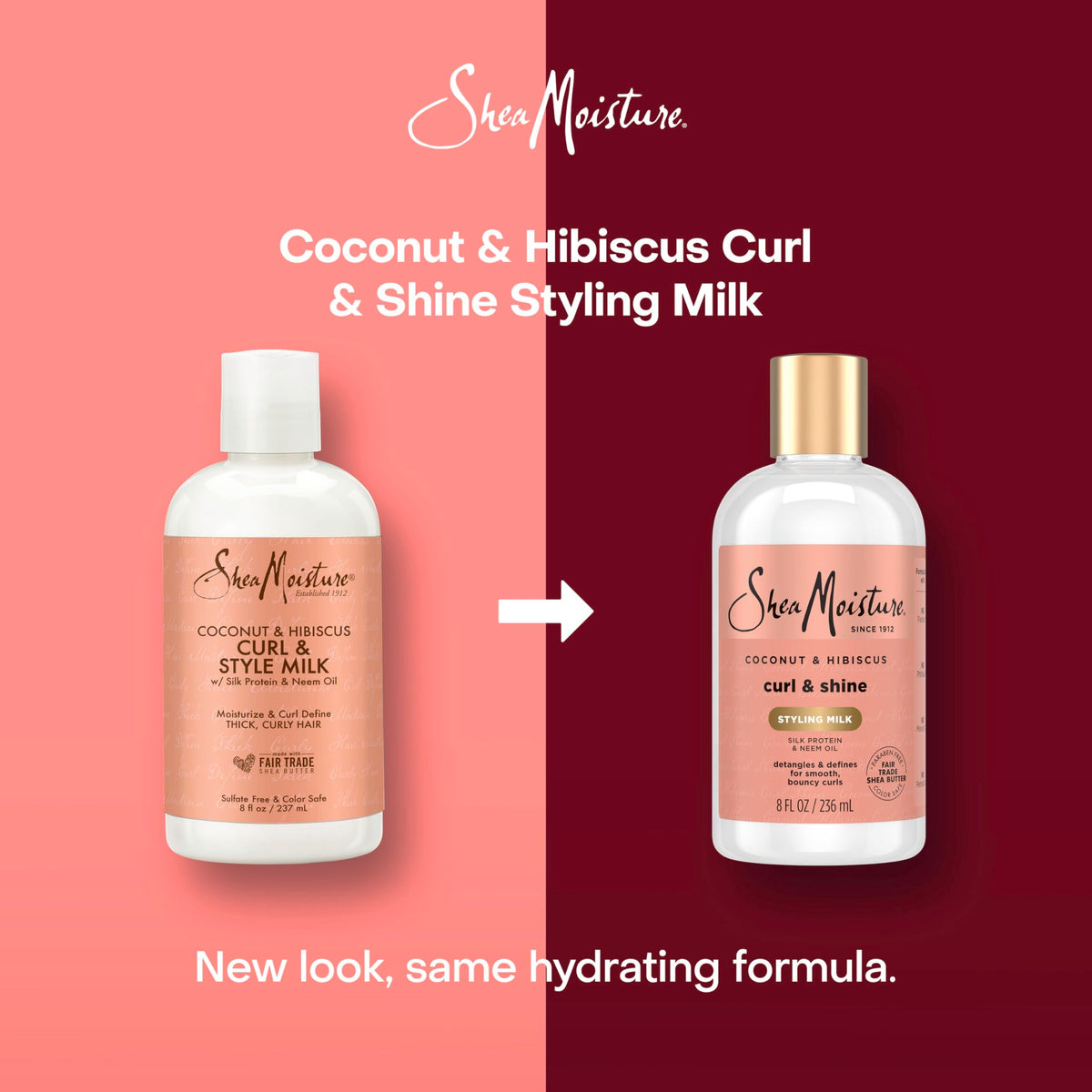 SheaMoisture Curl & Style Milk Coconut & Hibiscus with Silk Protein & Neem Oil for Thick, Defined, Curly Hair Fair Trade, Sulfate-Free 8 oz Beauty & Personal Care SheaMoisture
