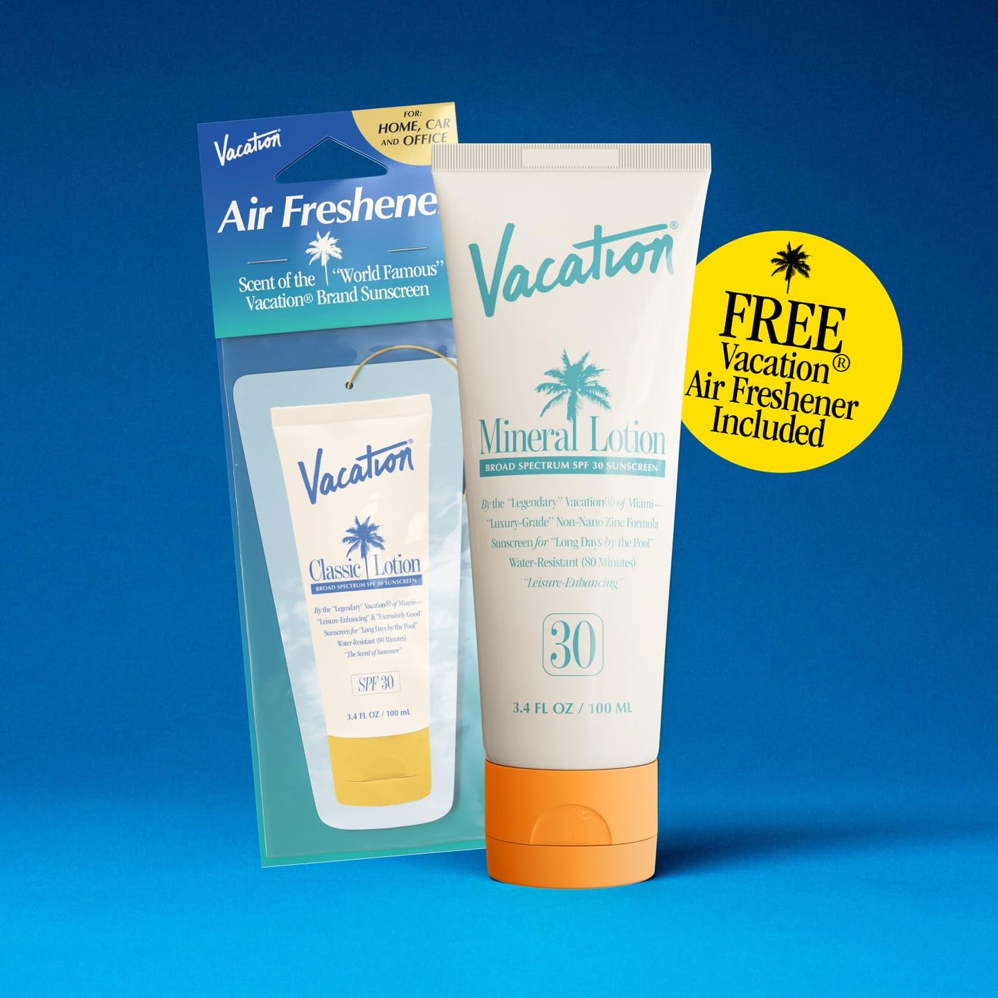 Vacation Mineral Lotion Sunscreen SPF 30 & Air Freshener Bundle, Non-Nano Zinc Oxide Formula, No White Cast, Water-Resistant, Dermatologist-Tested Beauty & Personal Care VACATION