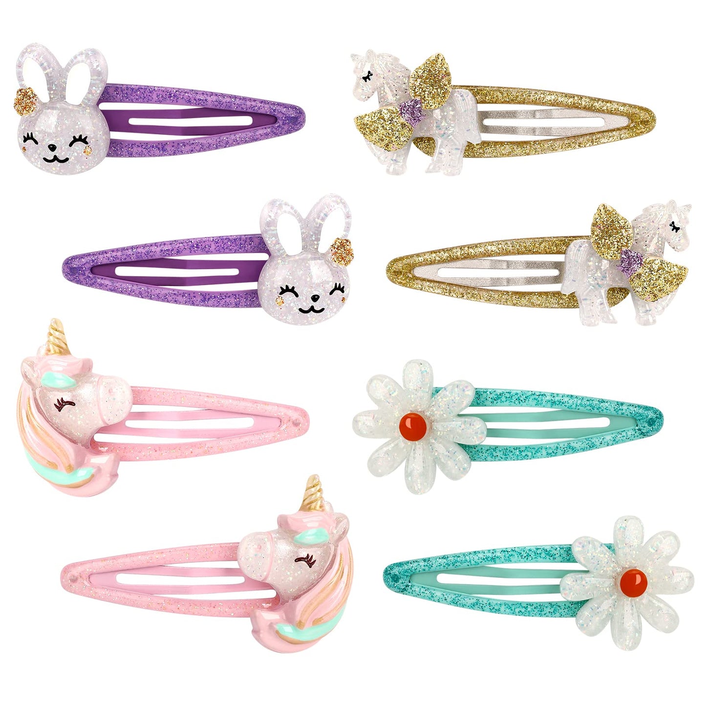 Girls Unicorn Hair Clips Toddler Girls Snap Clips with Cute Flower Pattern,Lovely Rabbit Metal Snap Hair Pins,Cute Flower Hair Clip for Toddlers Beauty & Personal Care ozyubunny