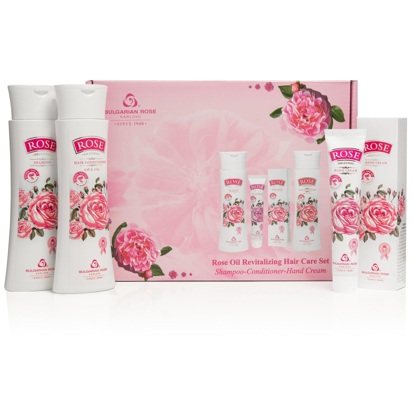 Rose Bulgarian Revitalizing Hair Care 3 Piece Gift Set - Natural Rose Shampoo, Hair Conditioner, Hand Cream Beauty & Personal Care BULGARIAN ROSE KARLOVO