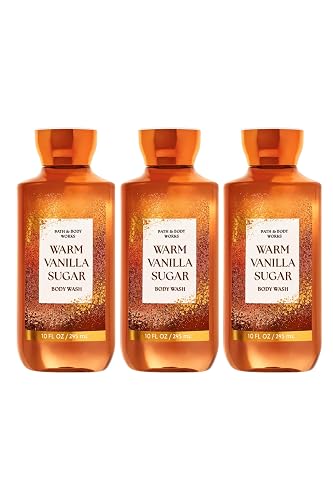 Bath & Body Works Warm Vanilla Sugar Body Wash - 3 Pack - 10 fl oz Each - Shea & Vitamin E - Vanilla, White Orchid & Sandalwood Scent Beauty & Personal Care Bath & Body Works