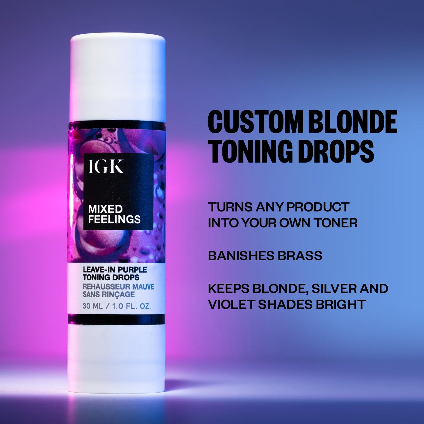 IGK MIXED FEELINGS Leave-In Blonde Toning Drops | Brighten + Neutralize Brass | Vegan + Cruelty Free | 1 Oz Beauty & Personal Care IGK