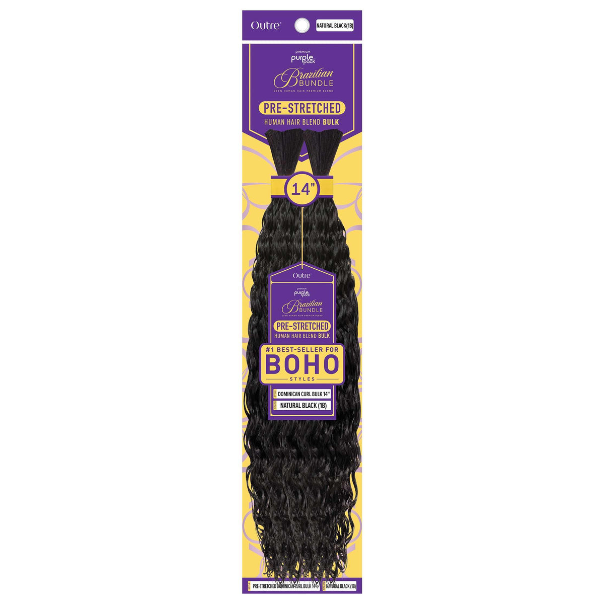 Outre Purple Pack Brazilian - Prestretched Dominican Curl Bulk 14" (NATURAL BLACK)