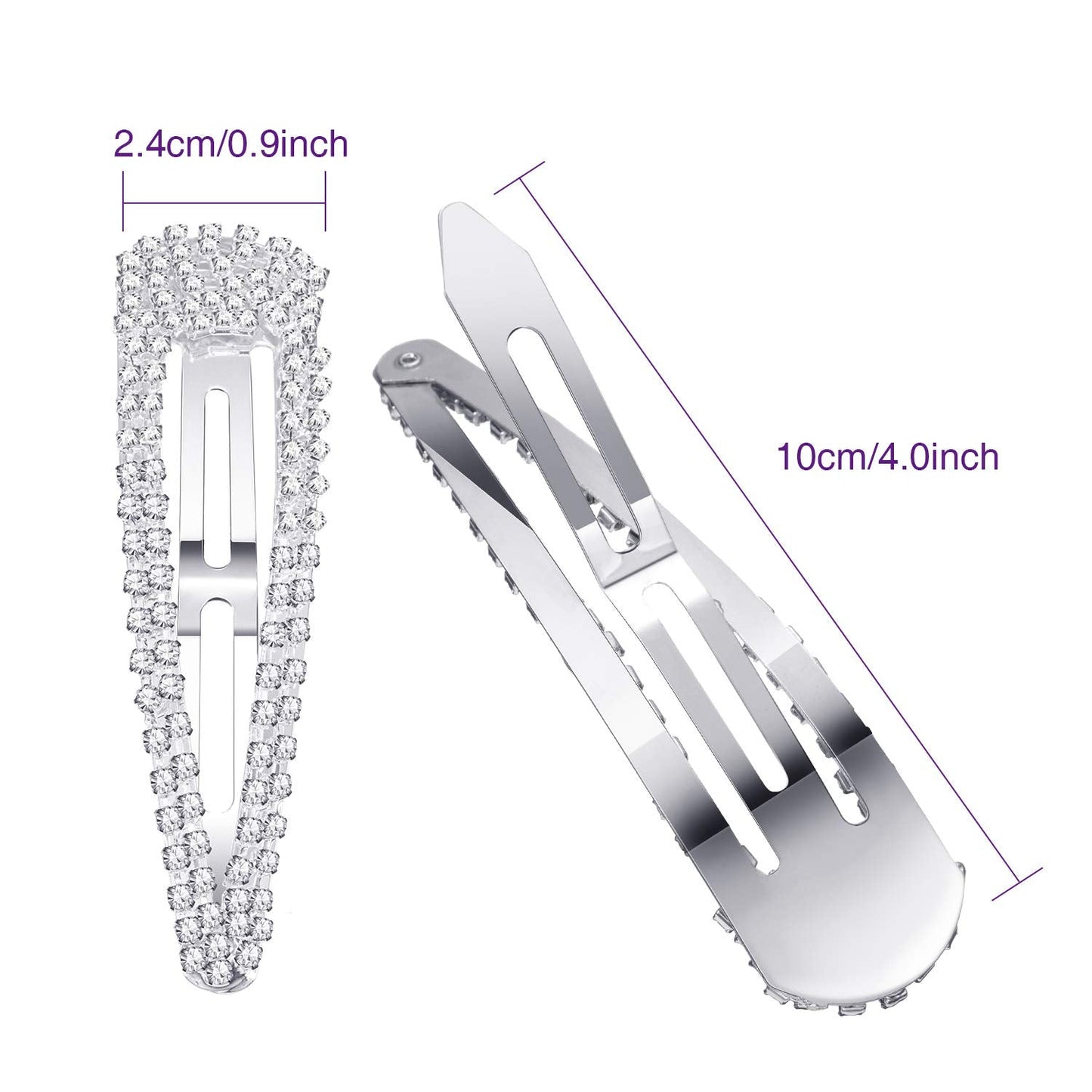 Geyoga 6 Pieces Rhinestone Snap Hair Clips 4 Inch Metal Hair Barrettes Hairpins Crystal for Women Wedding Accessories Beauty & Personal Care Geyoga