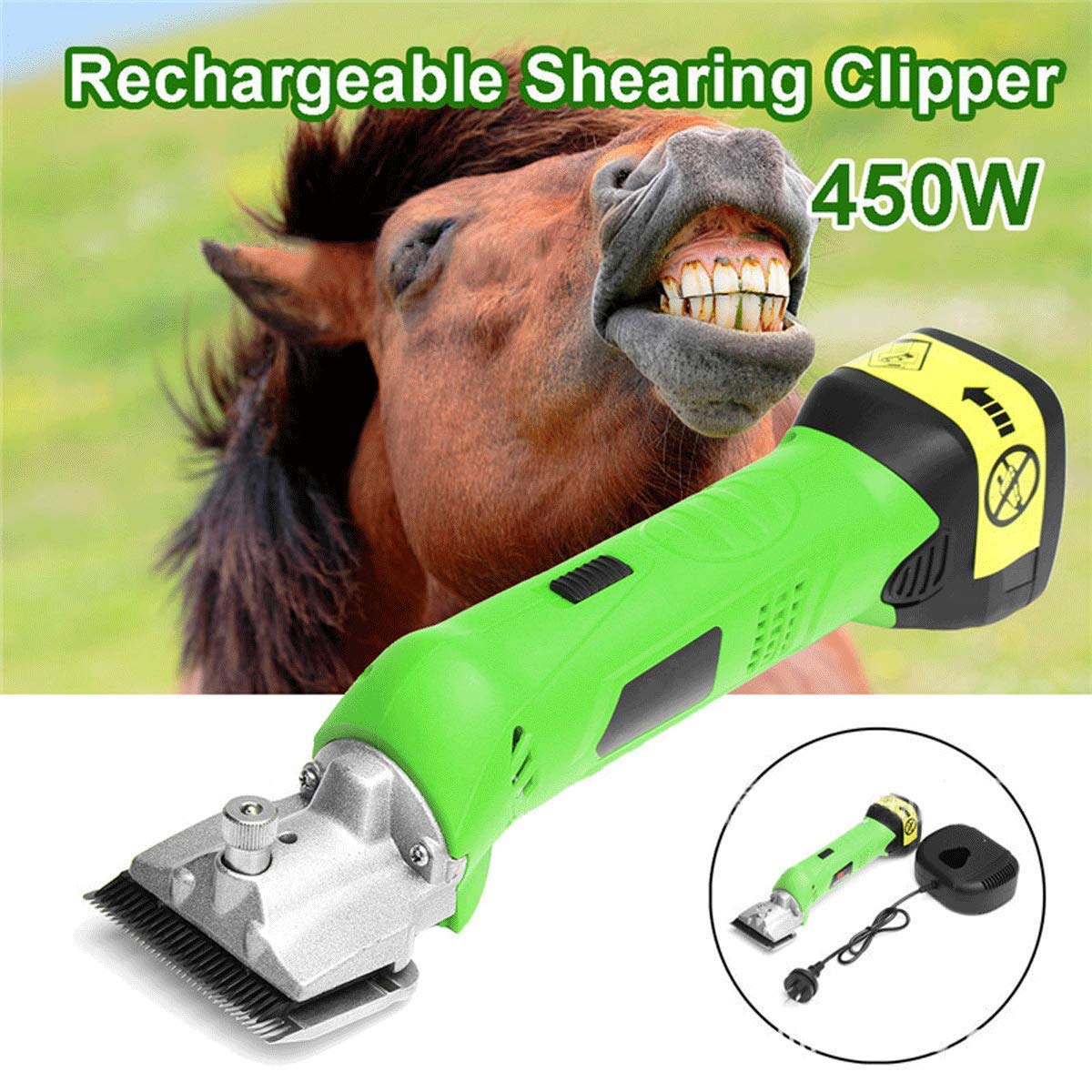 Livestock Electric Clipper,450W Cordless Horsehair Shears Rechargeable Grooming Clippers Scissor Electric Shearing Machine Haircut Trimmer for Shaving Beauty and Personal Care GagalU