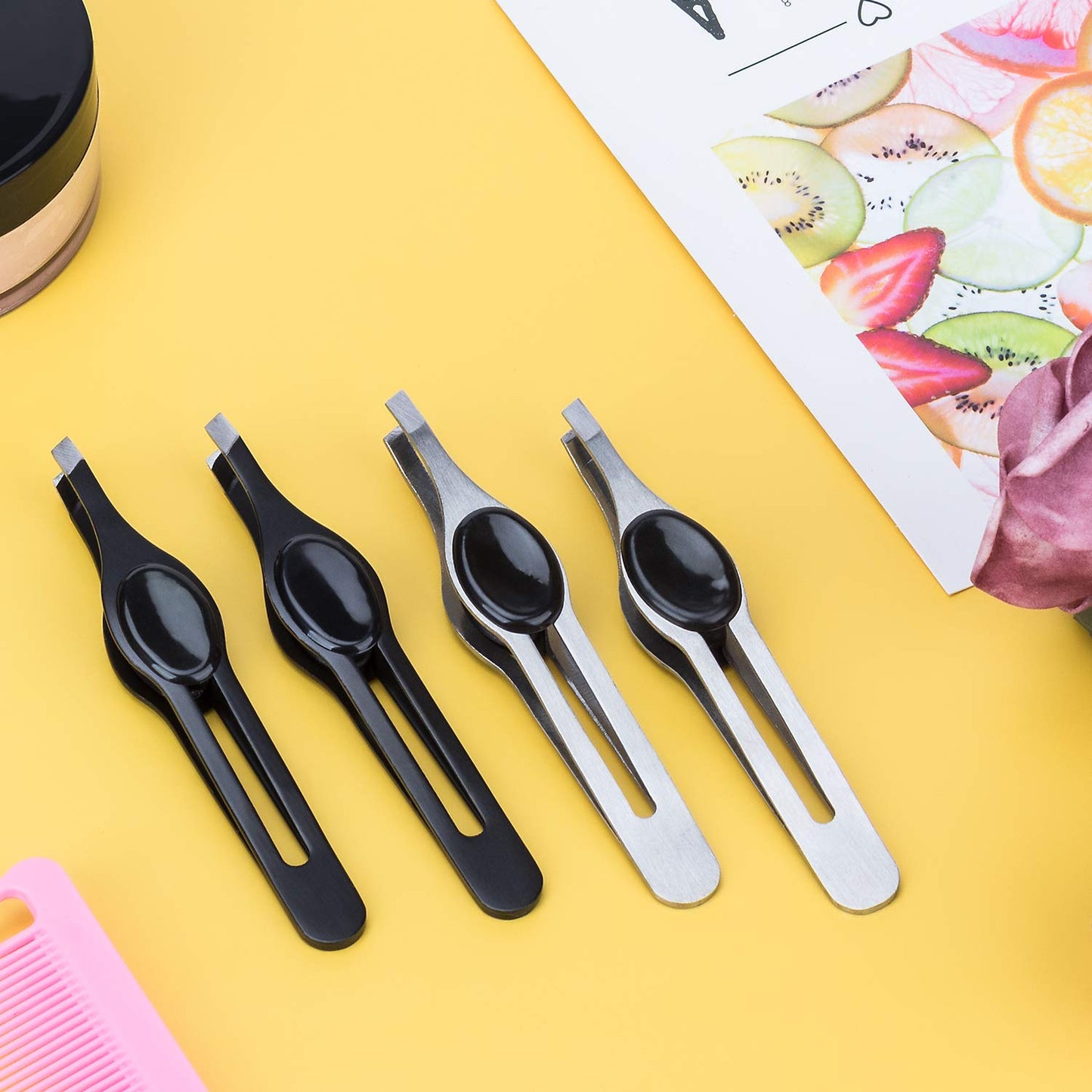 ANCIRS 4 Pack Tip Tweezers for Eyebrow, Non-Slip Grip Tip Tweezers, Professional Stainless Steel Precision Pointed Blackhead Splinter Removal Tool Beauty & Personal Care ANCIRS
