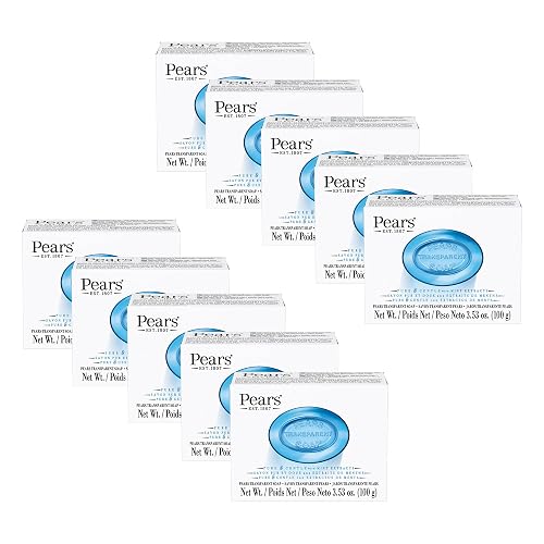 Pears Pure and Gentle with Glycerin and Mint Extracts - Transparent Soap Bar for Radiant Skin - Bar Soap for Women and Men - Blue - 10 pc Beauty & Personal Care Pears
