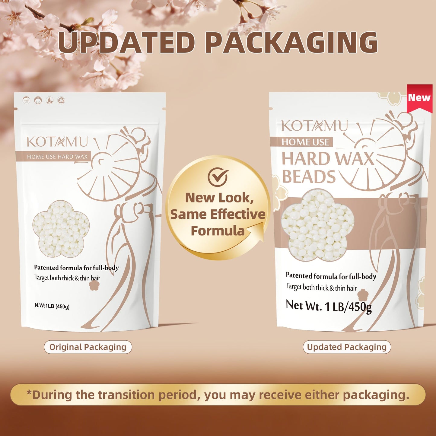 KOTAMU Waxing Beads Unscented Hard Wax Beads for Women& Men Full Body Thick &Thin Hair Removal, 1lb Pack Organic Wax Beans for Sensitive Skin Face Beauty and Personal Care KOTAMU