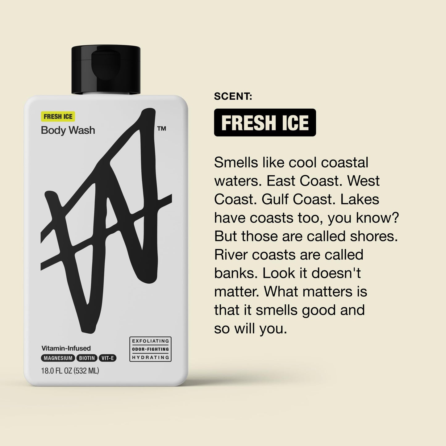 W By Jake Paul Body Wash for Men, Exfoliating Shower Gel with Jojoba Oil, Deep Clean Hydrating Mens Bodywash, Fresh Ice Scent, 18 fl oz Beauty & Personal Care W