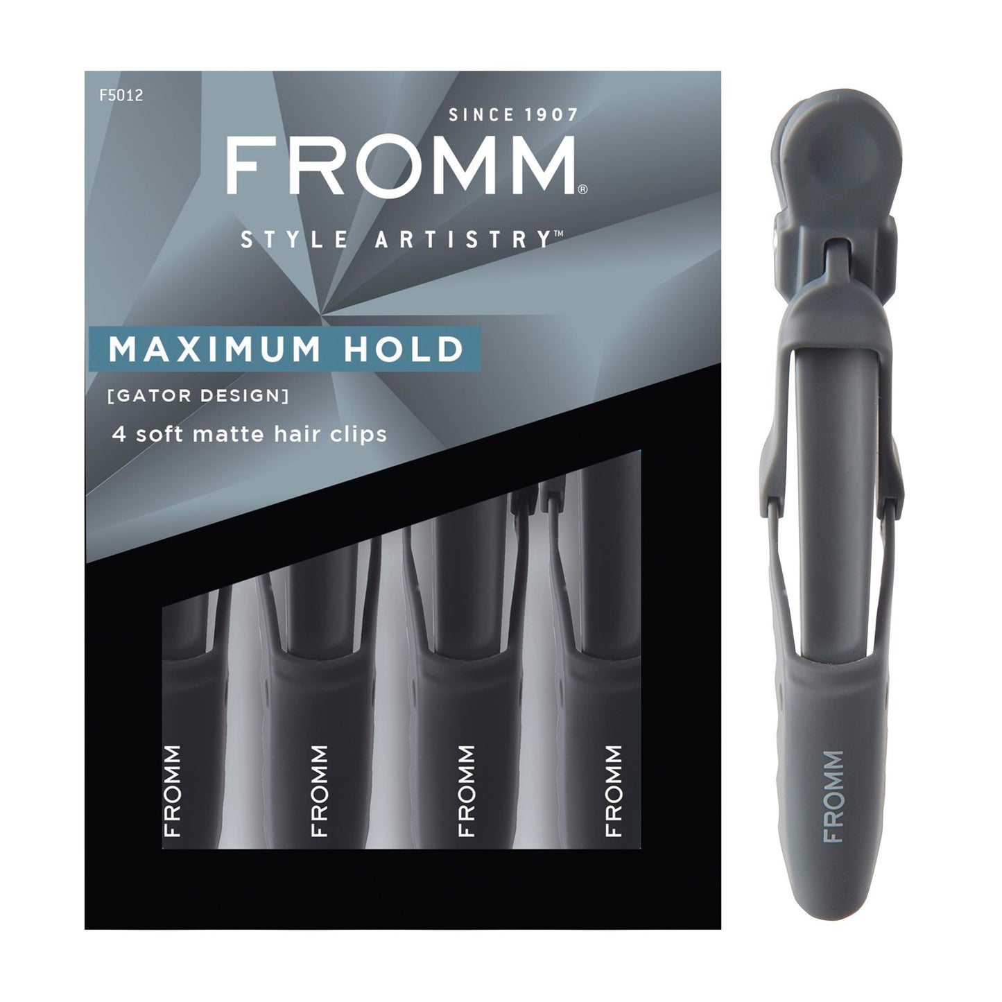Fromm Professional Gator Hair Clips, 4.5", Double-Sided Teeth for Secure Sectioning on Wet or Dry Hair, Soft Matte Finish, Black, Pack of 4 Beauty & Personal Care Fromm