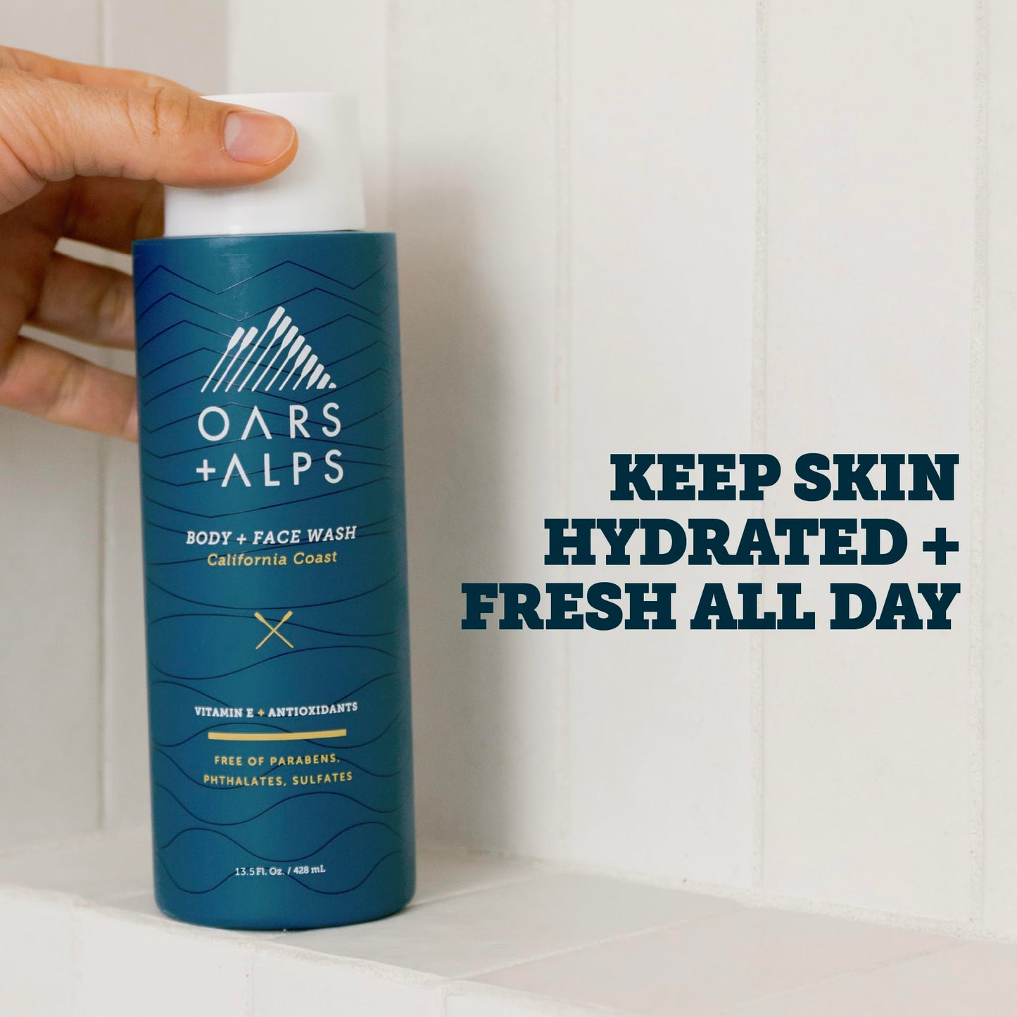 Oars + Alps Body Wash for Men, Mens Body Wash & Face Cleanser with Vitamin E & Antioxidants, Moisturizing, Paraben & Sulfate Free Cleanser, California Beauty & Personal Care Oars + Alps