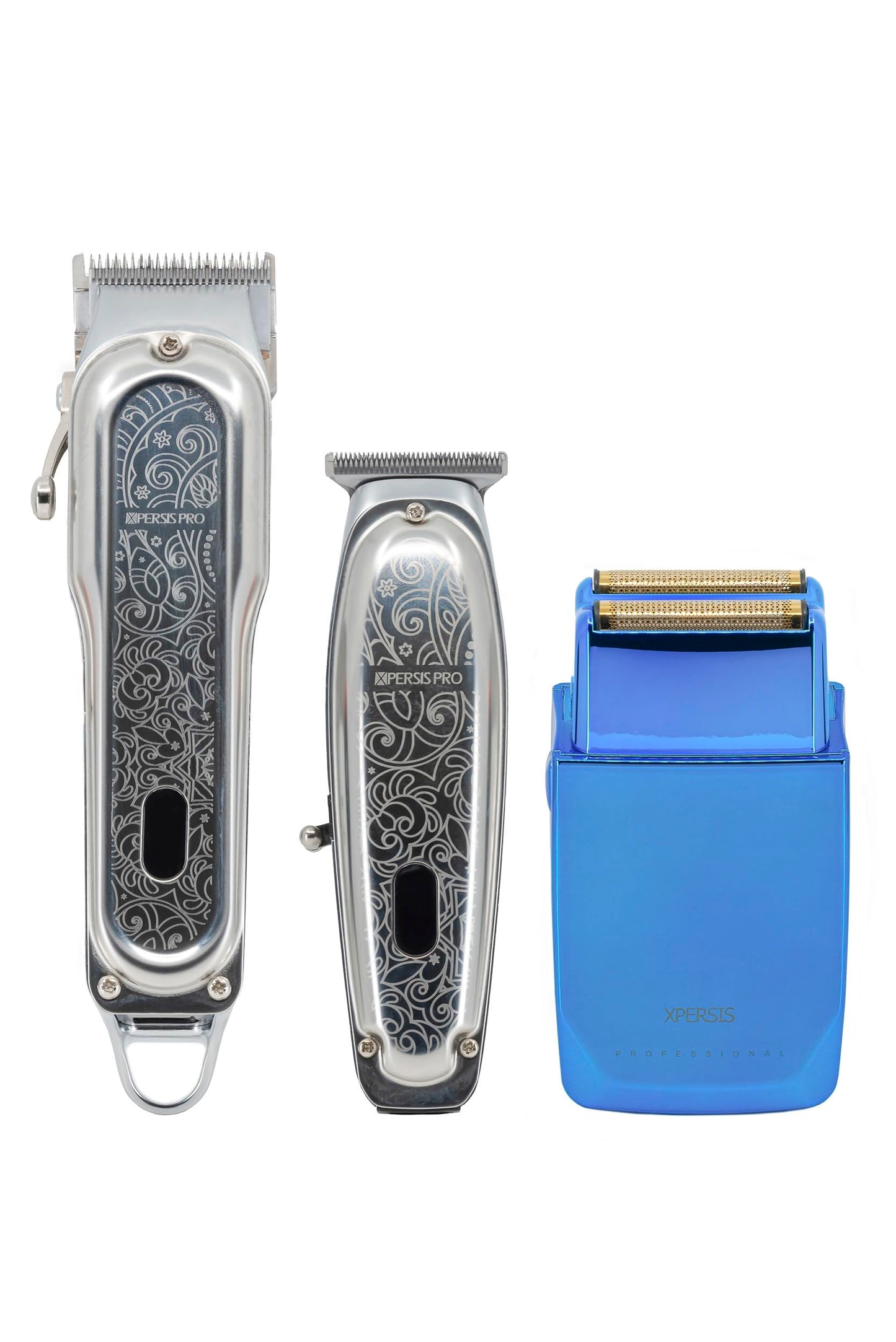 XPERSIS PRO Cordless Hair Clipper + Hair Trimmer for Mens and Barbers +Shaver with Sharp Blades, Cord/Cordless Electric Razor for Mens Silver & Blue Beauty and Personal Care XPERSIS