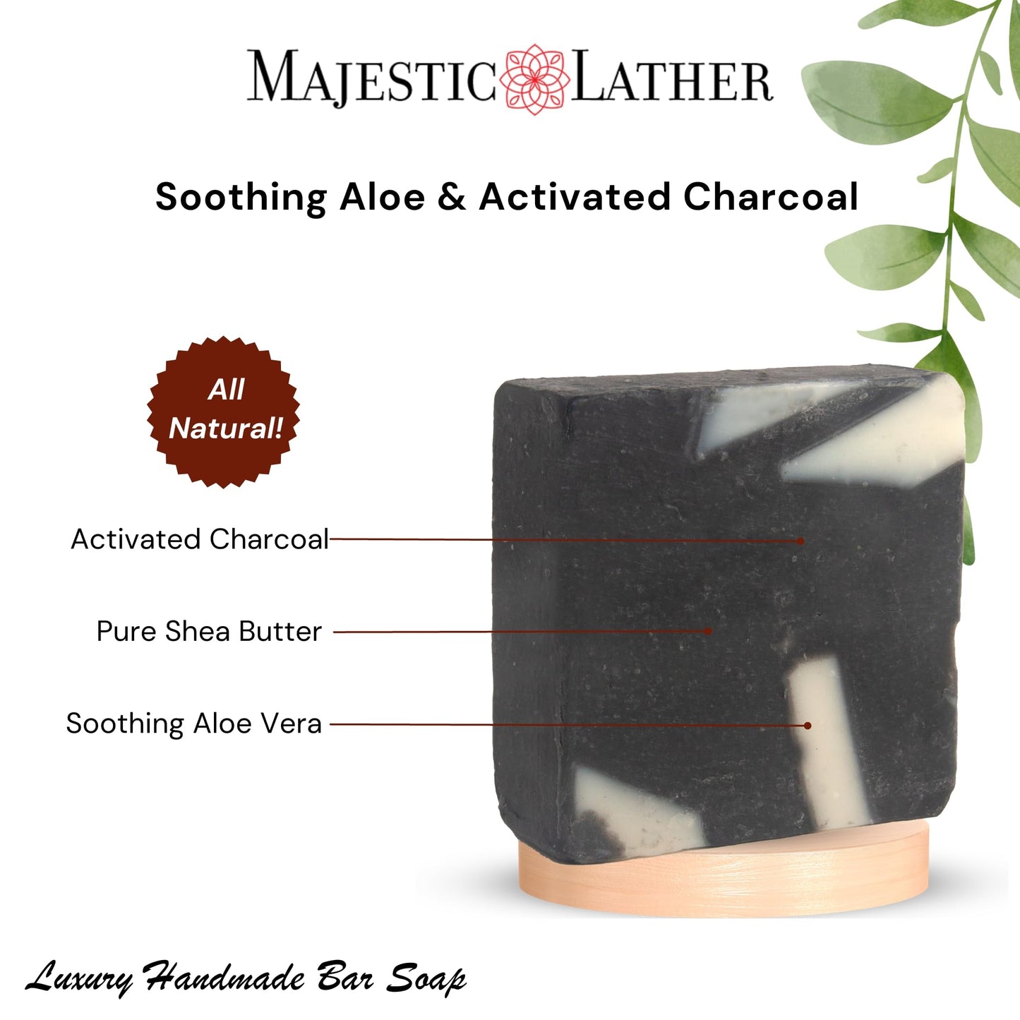 Majestic Lather Soothing Aloe & Activated Charcoal Luxury Bar Soap for Face, Body, Dry Sensitive Skin, Eczema, Psoriasis, Rosacea, ACNE and Oily Skin Beauty & Personal Care Majestic Lather