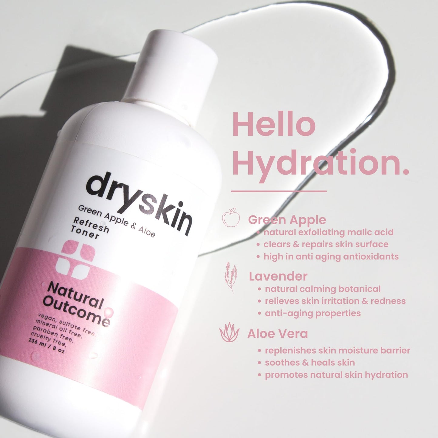 Hydrating Face Toner for Dry Skin Witch Hazel, Green Apple & Aloe Vera Facial Astringent by Natural Outcome Skincare, Gentle Soothing Cleansing Water Beauty & Personal Care natural outcome