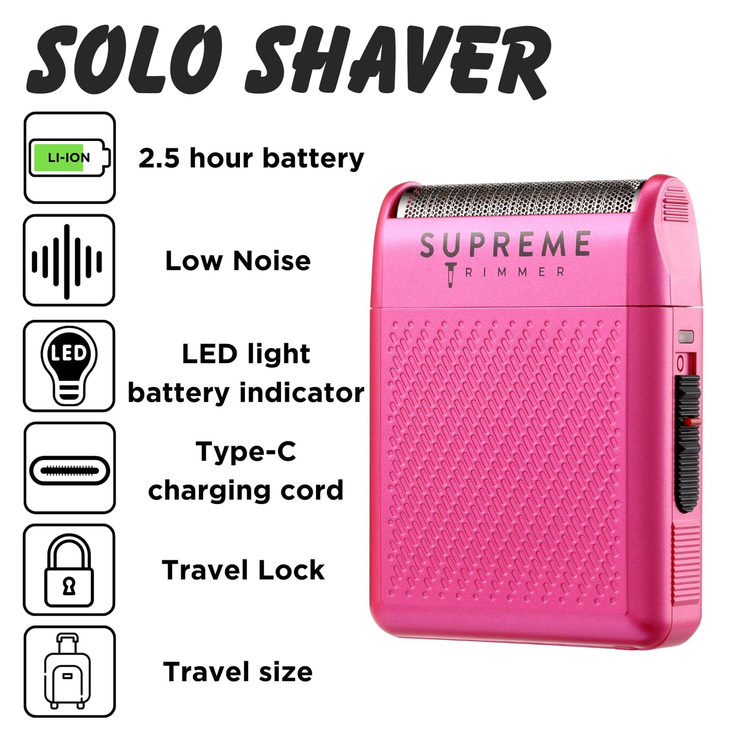 Supreme Trimmer Solo Single Foil Shaver for Pocket - 150 Min Runtime Cordless use, Powerful USB-C Mini Travel Razor for Professional & Home use Beauty and Personal Care Supreme Trimmer
