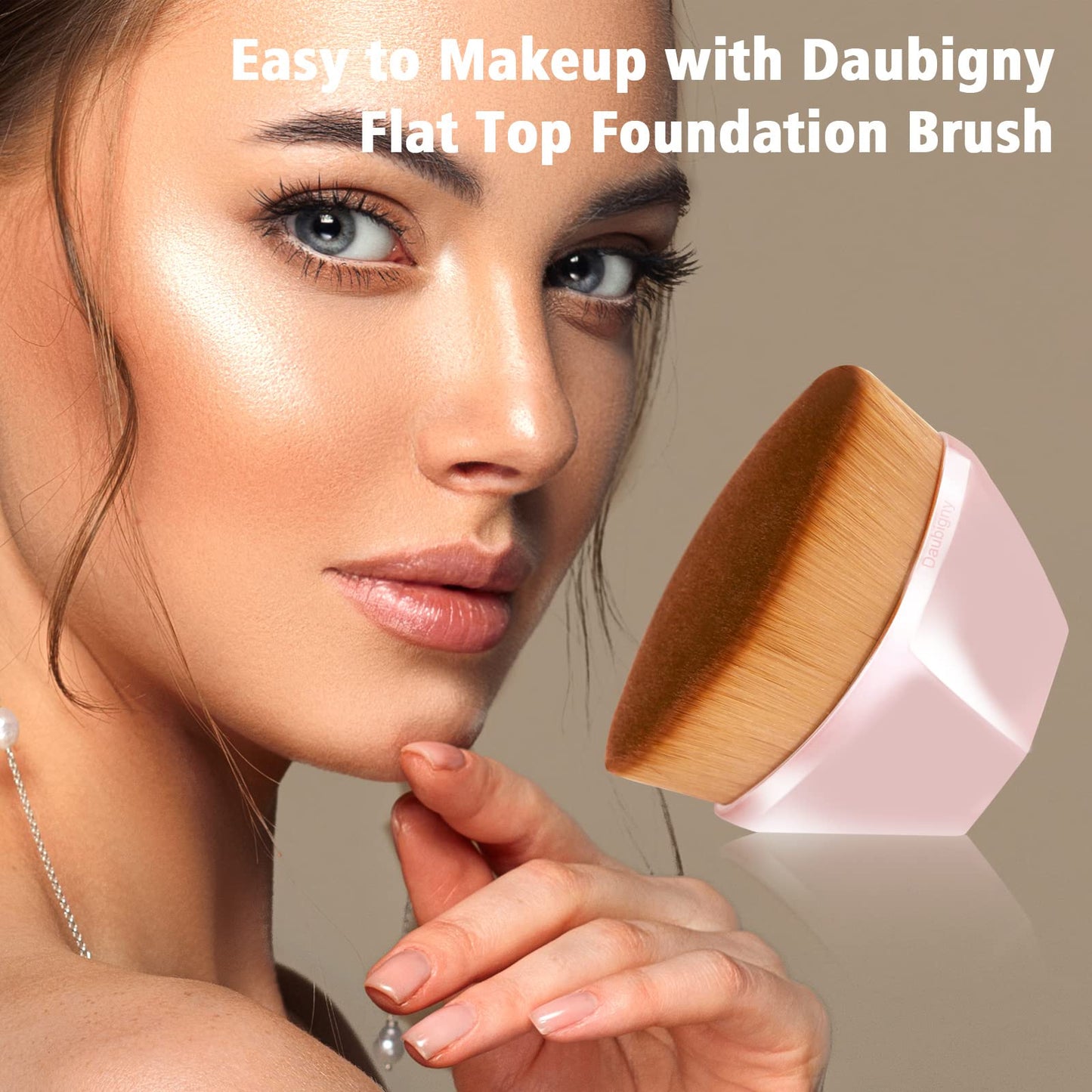 Daubigny Foundation Makeup Brush Flat Top Kabuki Hexagon Face Blush Liquid Powder Foundation Brush for Blending Liquid, Cream or Flawless Powder Beauty & Personal Care Daubigny