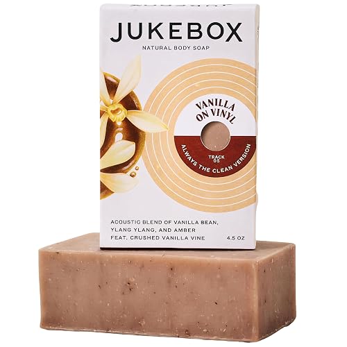JUKEBOX Vanilla on Vinyl-Natural Bar Soap for Women | Cold Process, Light Scrub Bath Soap | No Harmful Ingredients | All Skin Types Vanilla Bean | Dr Beauty & Personal Care JUKEBOX