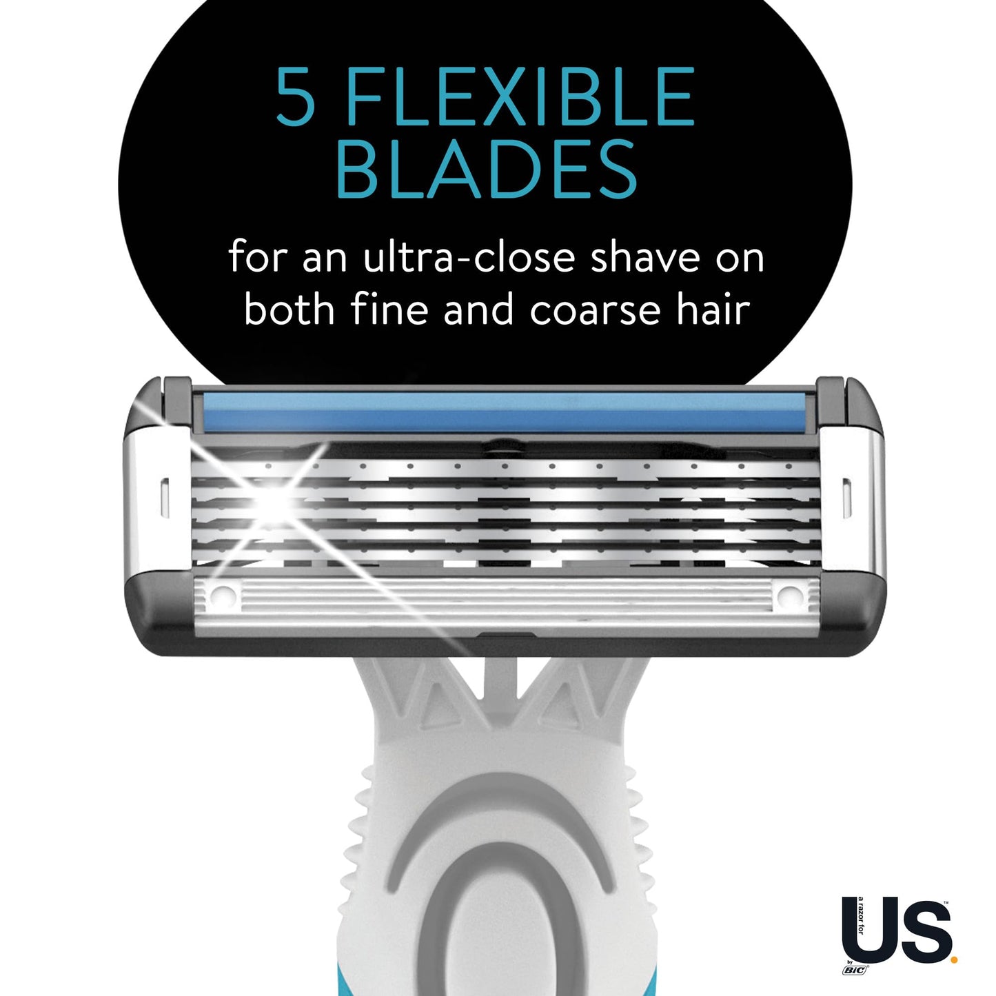 BIC Us. 5-Blade Unisex Disposable Razors For Men and Women, Lubrication Strip For a Smooth, Close Shave, 12-Count Beauty and Personal Care BIC