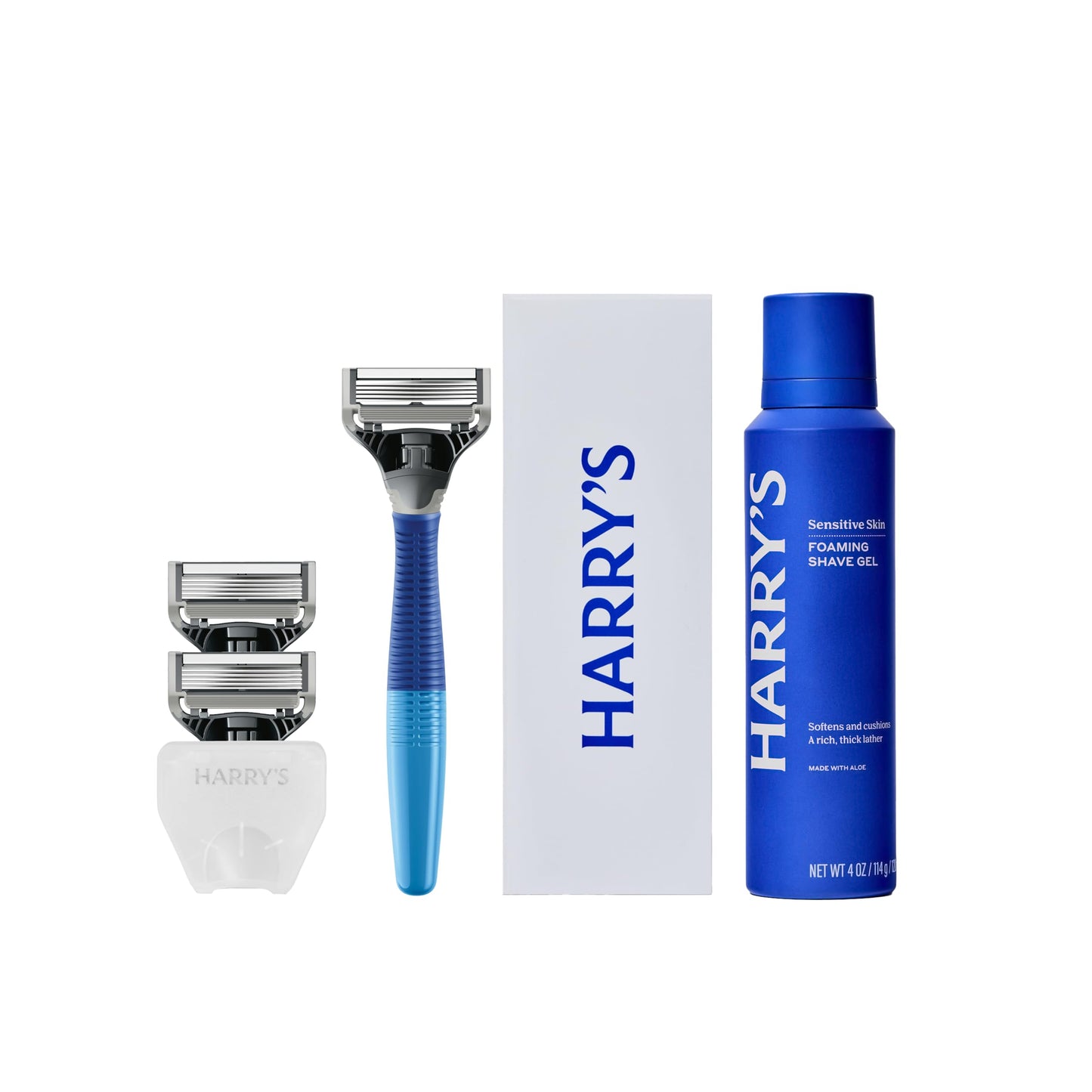 Harry's Original Shaving Kit for Men - Razor Handle, 3 Razor Blade Refills, Foaming Shave Gel, and Travel Blade Cover - German Engineered - Ocean Blue Beauty and Personal Care Harry's