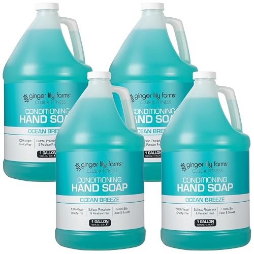 Ginger Lily Farms Club & Fitness Conditioning Liquid Hand Soap Refill, 100% Vegan & Cruelty-Free, Ocean Breeze Scent, 1 Gallon (Pack of 4) Beauty & Personal Care Ginger Lily Farms