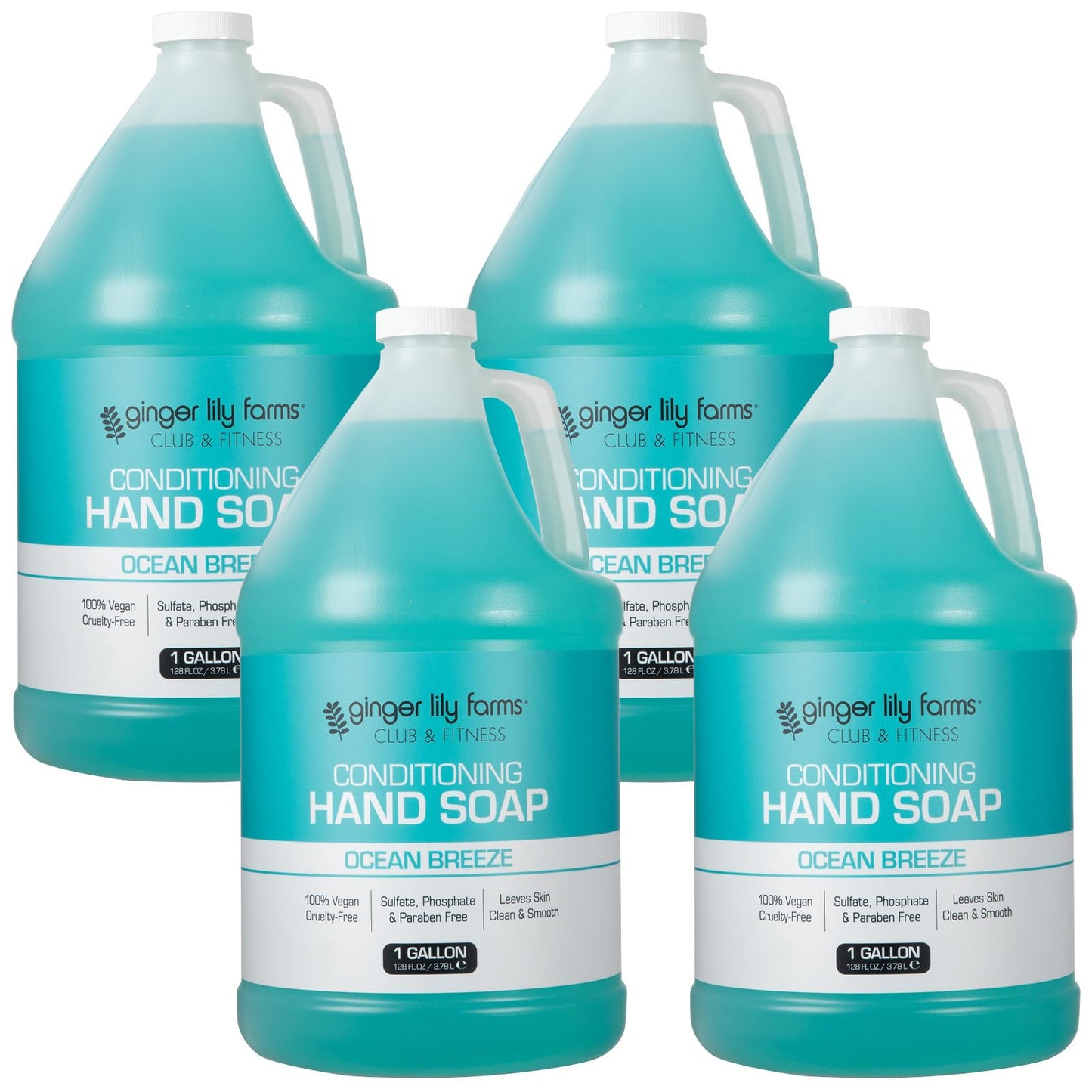 Ginger Lily Farms Club & Fitness Conditioning Liquid Hand Soap Refill, 100% Vegan & Cruelty-Free, Ocean Breeze Scent, 1 Gallon (Pack of 4) Beauty & Personal Care Ginger Lily Farms