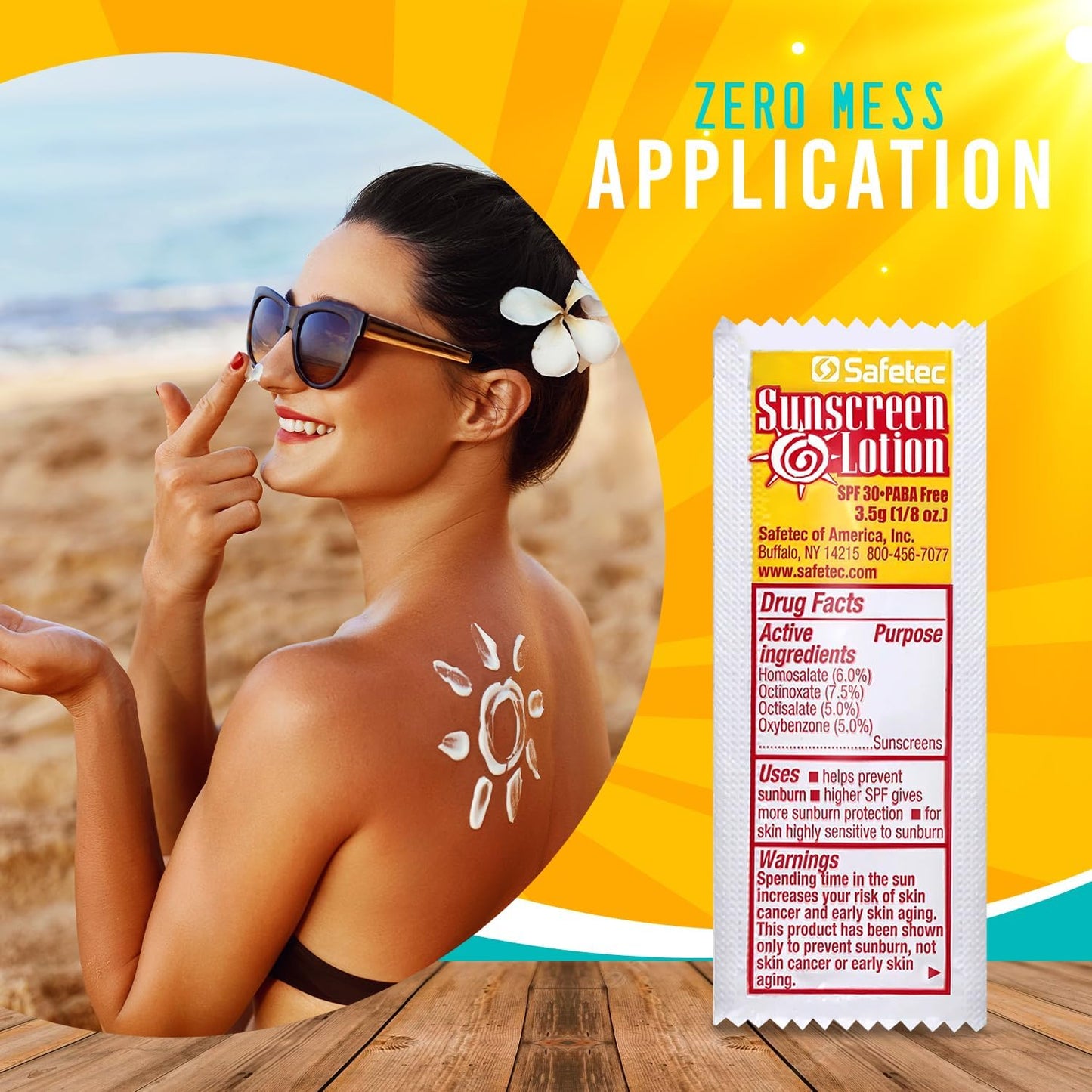 Safetec Sunscreen Lotion 53700 3.5 Gram Packets SPF 30 - (Box of 25) Beauty & Personal Care Safetec