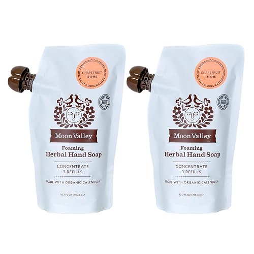 Moon Valley Foaming Hand Soap Refill Pouch, Two-Pack Grapefruit Thyme Soap, Vegan and Non-GMO, Environmentally Friendly Option Beauty & Personal Care Moon Valley Organics