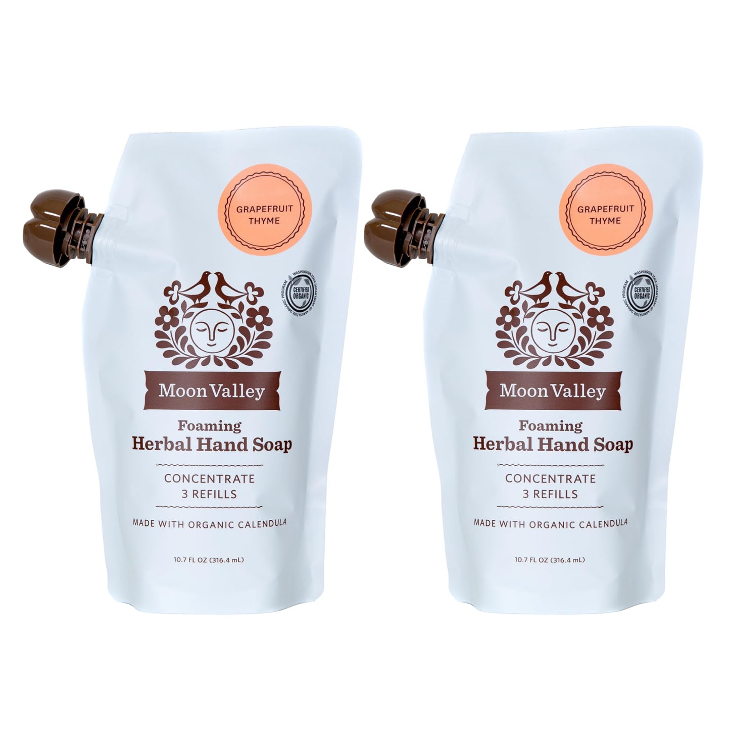 Moon Valley Foaming Hand Soap Refill Pouch, Two-Pack Grapefruit Thyme Soap, Vegan and Non-GMO, Environmentally Friendly Option Beauty & Personal Care Moon Valley Organics