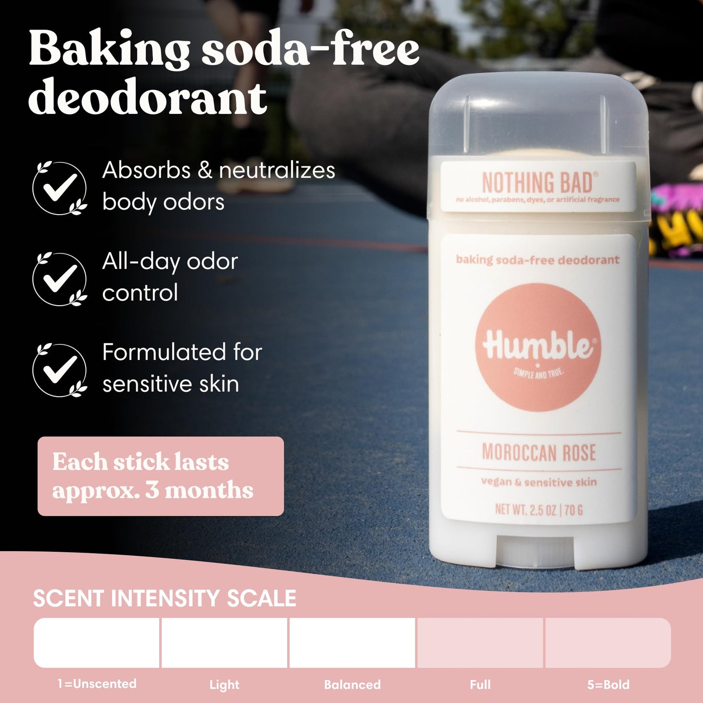 Humble Aluminum-Free Deodorant for Women & Men, Moroccan Rose - Baking Soda-Free Natural Deodorant Stick for Sensitive Skin with Essential Oils Beauty and Personal Care HUMBLE SIMPLE AND TRUE.